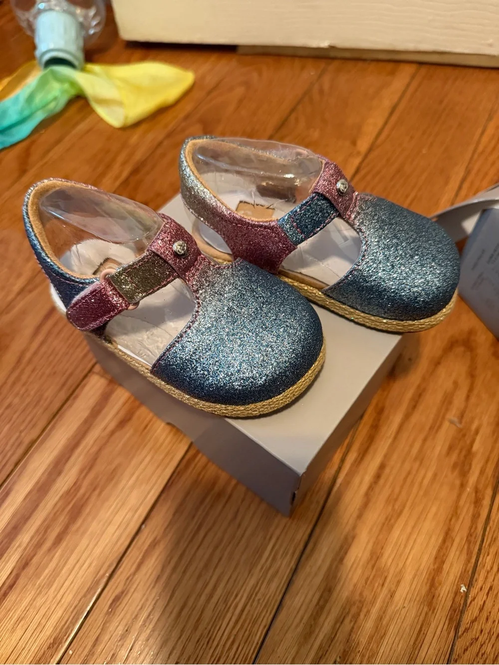 UGG Girls Glitter Mary Jane Shoes in Blue and Pink